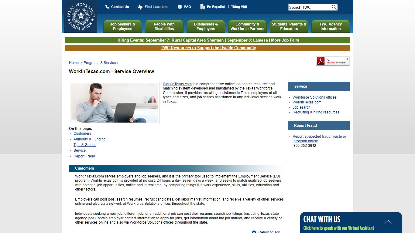 WorkInTexas.com - Service Overview - TWC - Texas Workforce Commission